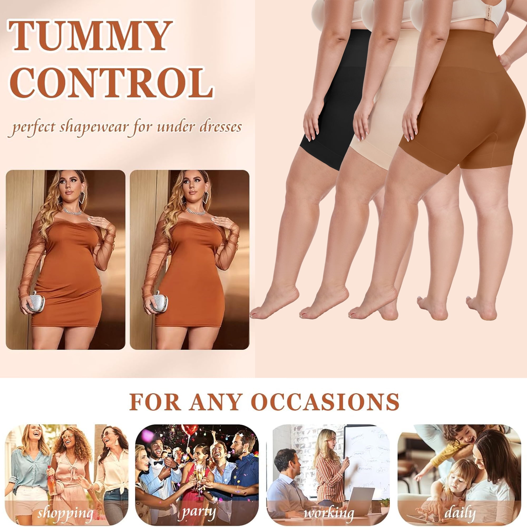 Anyfit Wear Plus Size High Waisted Body Shaper Shorts Shapewear for Women Tummy Control Thigh Slimming Panties