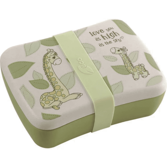 Precious Moments Love You As High As The Sky Giraffe Bento Box – Bamboo, Silicone & Plastic Lunch Container with Strap