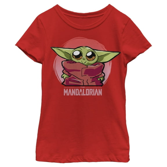 Girl's Star Wars: The Mandalorian The Child Circle Graphic Tee Red Medium
