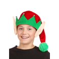 thumbnail image 1 of Sombrero de duende para niños, divertido, suave, rojo y verde, con orejas, 1 of 5