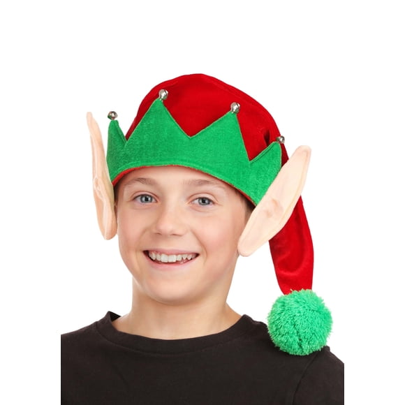 Sombrero de duende para niños, divertido, suave, rojo y verde, con orejas