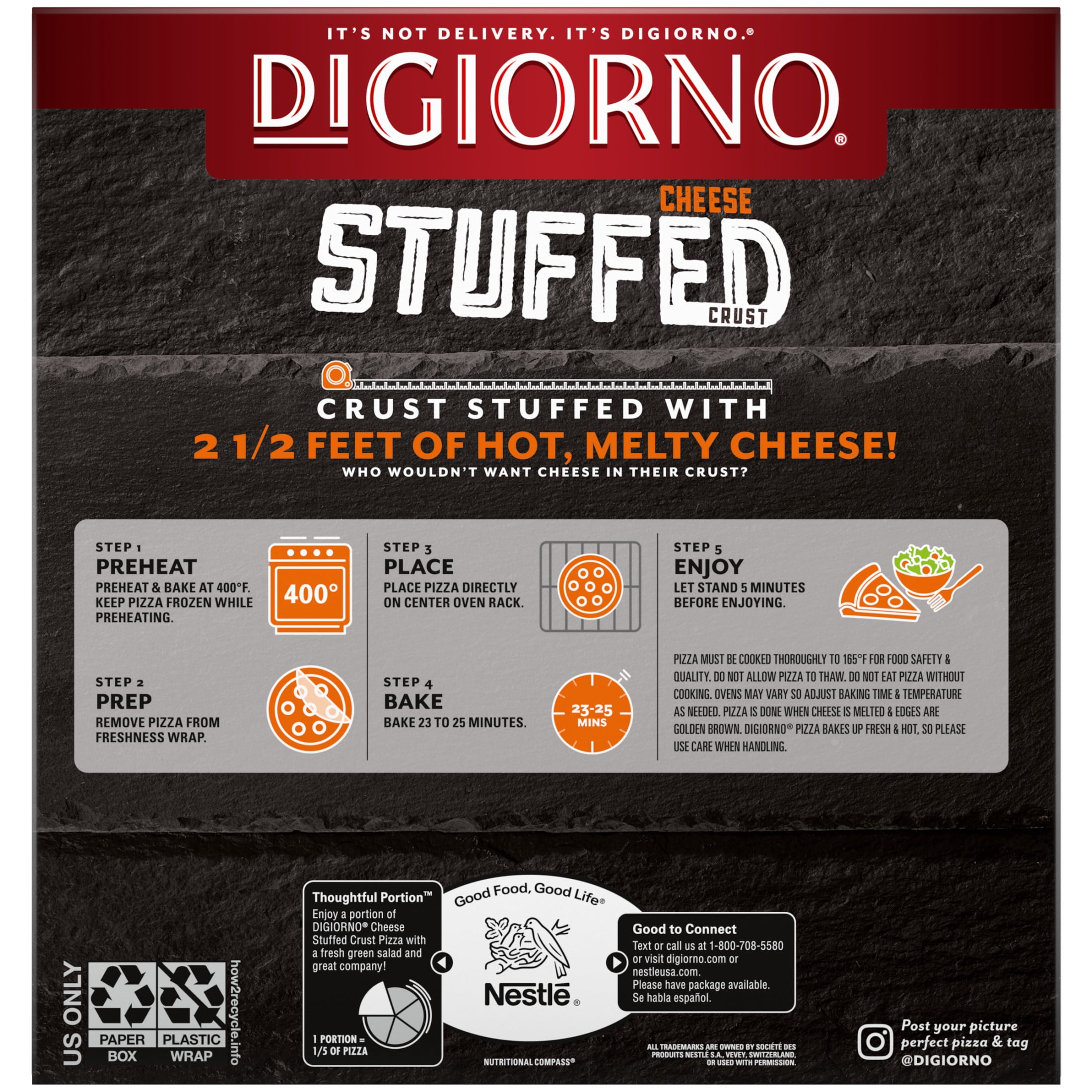 DiGiorno Frozen Pizza Stuffed Crust Veggie and Meat Supreme Pizza, 26.4 Oz