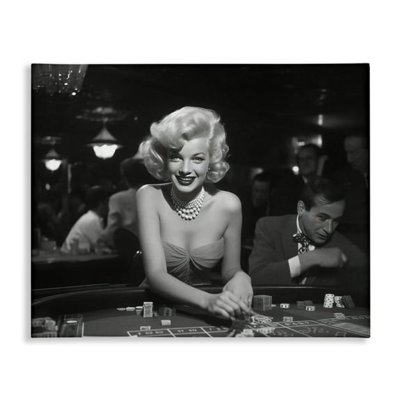 Stupell Industries Iconic Marilyn Portrait Novelty Photography Gallery Wrapped Canvas Art Print Wall Art, 20 x 16