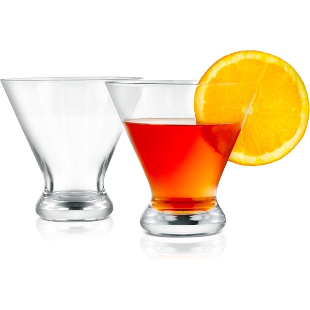 czcpp-Stemless Martini Glasses, 8.4 oz Cocktail Glass, Elegant Hand Blown Martini Glass Set of 2 w/Heavy Base for Increased Stability, Dishwasher Safe, Perfect Valentine's Day Gift for Men