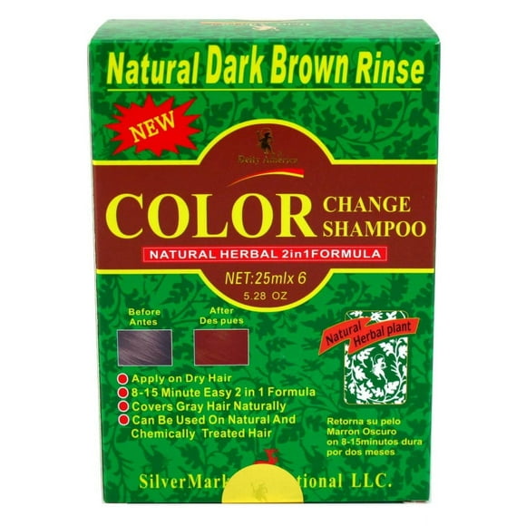 Deity America Natural Herbal 2 en 1 Fórmula Cambio de Color Champú Enjuague Marrón Oscuro 6 unidades
