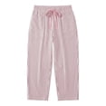 thumbnail image 2 of WAYUTE Women's Casual Pants with Drawstring and Pockets Striped Print Straight Leg Loose Fit Comfortable Trousers Versatile Outdoor,Pink,2XL, 2 of 6