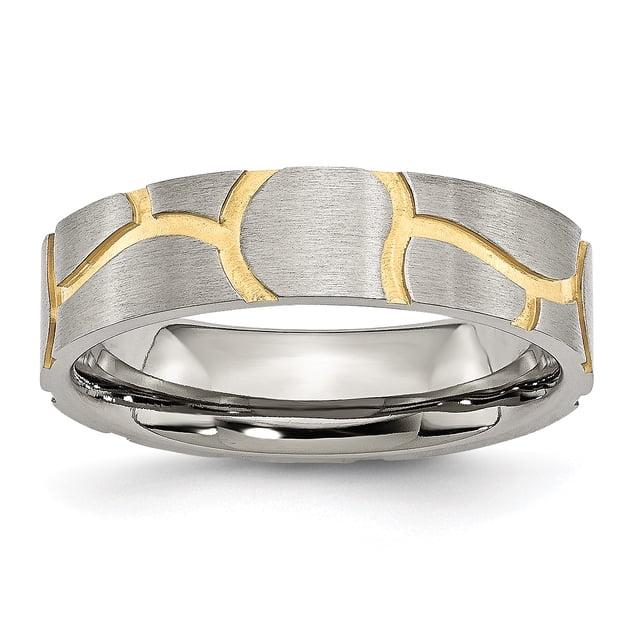 Bague Rainurée en Acier Inoxydable Rainurée Jaune pour Femmes 6mm Taille 10.5