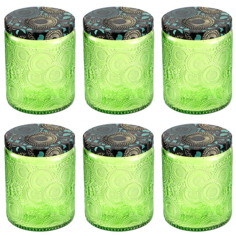 6pcs Embossed Glass Candle Container Kits Empty Round Candle