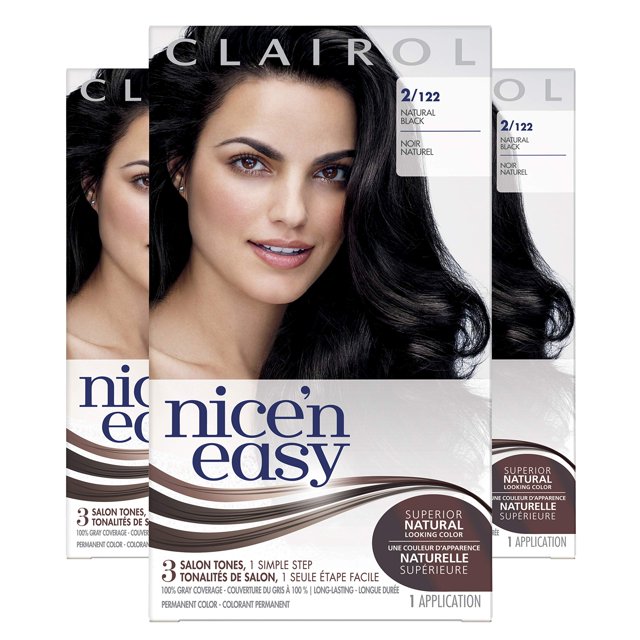 Tinte para el cabello Clairol Nice'n Easy Liquid Permanent, 2 unidades, color negro, 3 unidades