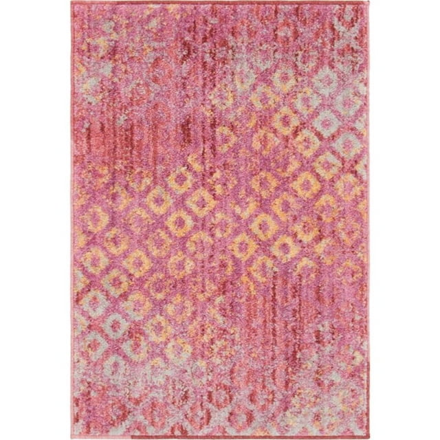 Unique Loom Arc-en-Ciel Géométrique Tapis de Diamants 2' 2 x 3' Rectangle Rose/rouge