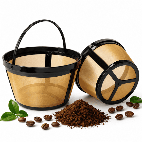 2 Pack Reusable Coffee Filter Basket for Mr. Coffee, Black Decker, Cuisinart,8-12 Cup Mesh Replacement, BPA-Free & Dishwasher Safe