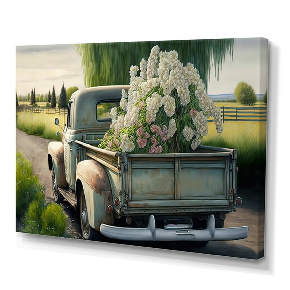 Designart Barn Flower Delivery Truck VI Canvas Wall Art