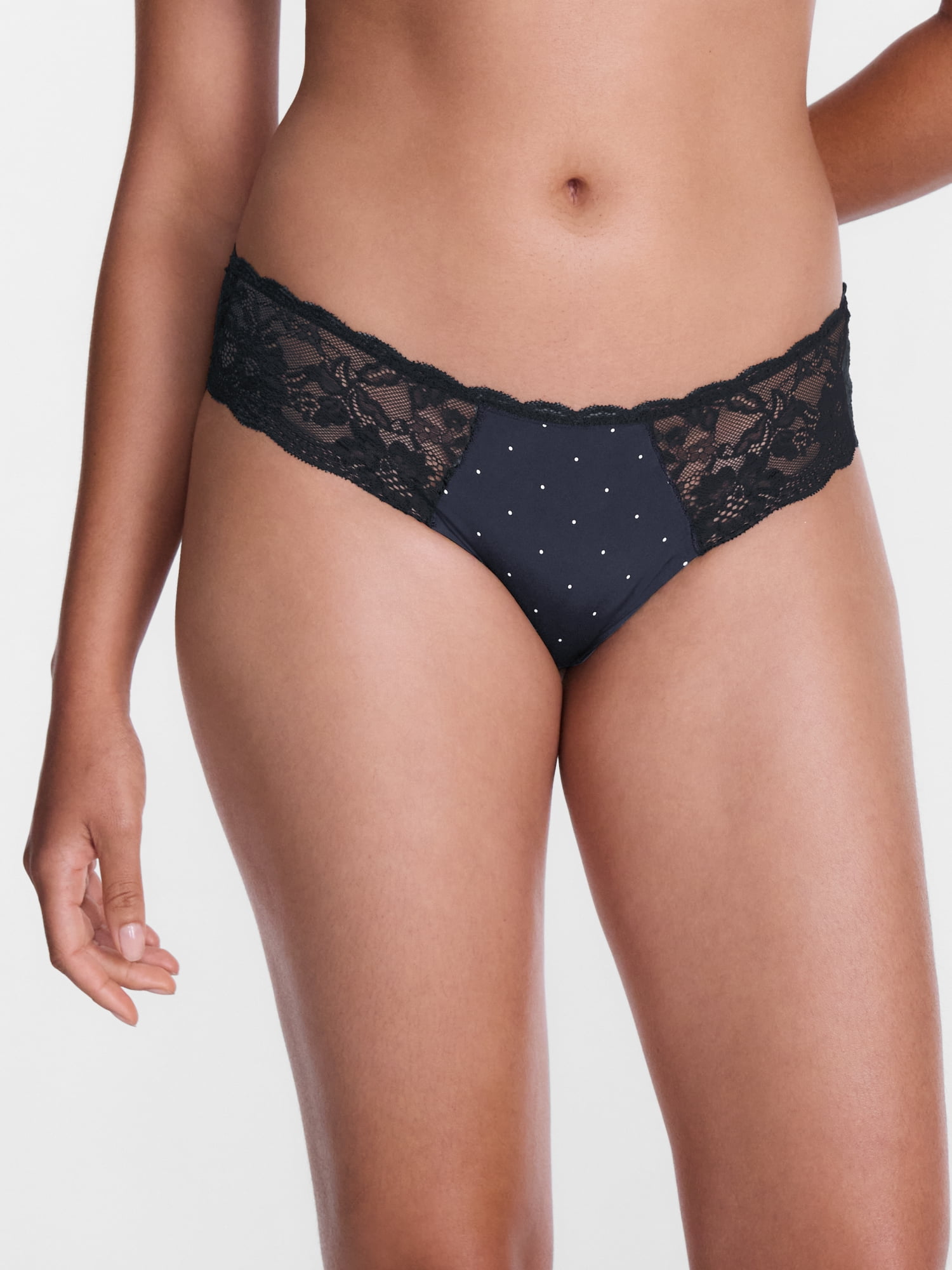 Joyspun Women's Microfiber and Lace Cheeky Panties, 3-pack, Sizes to 3XL