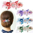 thumbnail image 5 of Women Girl Rhinestone Inlaid Hairpin Flower Butterfly Hair Spring Clip Barrette Elegant Golden Gifts Hair Clips, 5 of 15