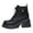 Black, variant on Chunky High Heel Platform Ankle Boots for Women Wide Toe Box Lace Up Combat Booties Lightweight Leather Motocycle Boots Black Size 7