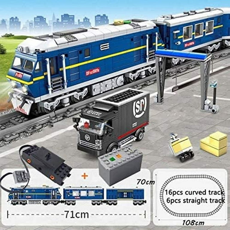 City Series Power Blue Diesel Cargo Train Building Blocks Toy