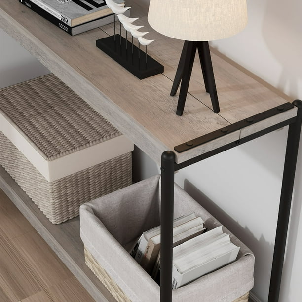 HOMCOM Table Console étroite, Table d'entrée avec Prises de Courant et USB, Bout de canapé Style Industriel, pour entrée Couloir Salon, 160 x 20 x 80 cm, Marron