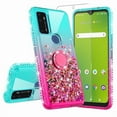 thumbnail image 3 of Liquid Glitter Phone Case for AT&T Radiant Max 5G / Fusion 5G / Cricket Dream 5G / Innovate 5G Phone Case Cor Ring Kickstand Bling Diamond for Girls Women - Pink/Teal, 3 of 6