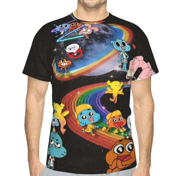 Unisex Adult Amazing World of Gumball T-Shirts, 3D Graphic Novelty Shirts Crewneck Short Sleeve Tees for Men Women