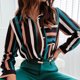 thumbnail image 4 of Camiseta Básica Camisa casual de manga larga con solapa y estampado multicolor para mujer (Verde L) Ygjytge para Mujer Verde T L, 4 of 7