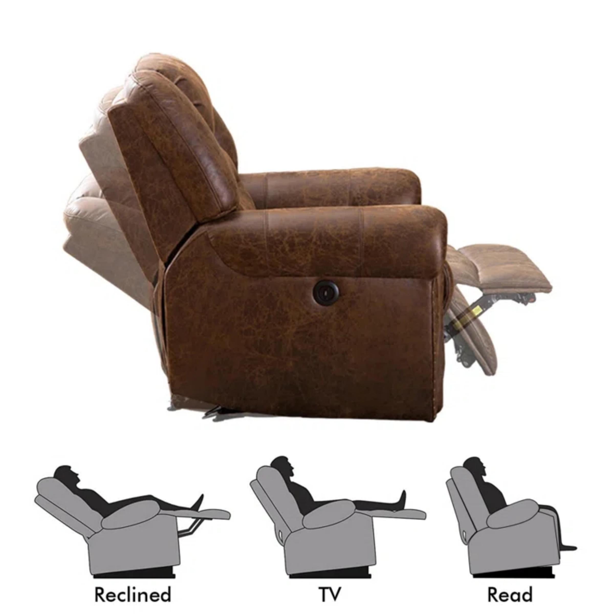 Bestier Leather Recliner Chair, Classic and Traditional Manual Recliner Chair with Comfortable Arms and Back Single Sofa for Living Room,Brown