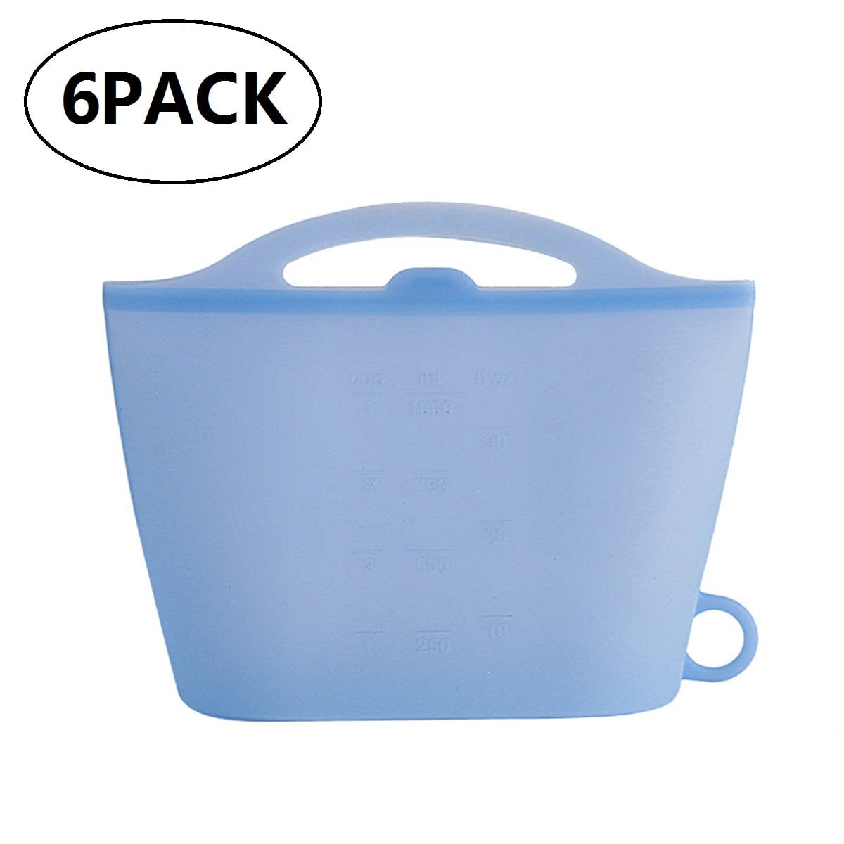 6 Packs Reusable Food Storage Bags 30Oz/50Oz Food Grade Silicone Bag