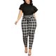 black and white plaid pants plus size