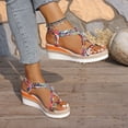 thumbnail image 5 of Pandaie Bohemian Wedge Sandals for Women Wide Width Casual Platform Orthopedic Comfortable Walking Slip on 2026 Summer Beach Shoes Colorful Size 6, 5 of 9