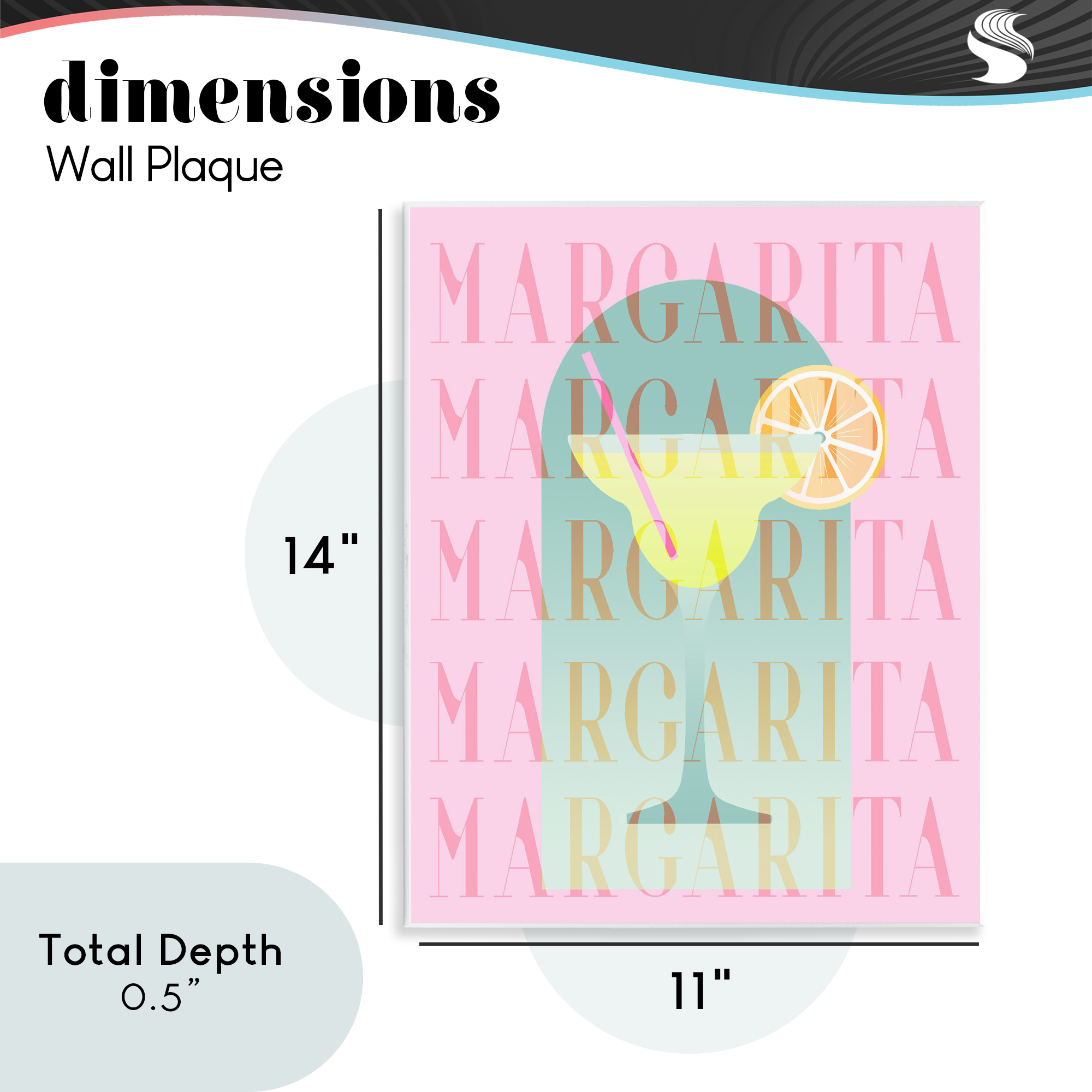 Retro Pastel Margarita Wall Plaque Art, design by Lil' Rue