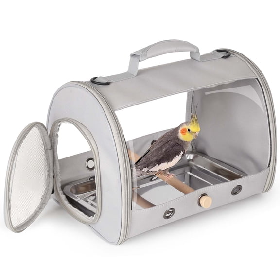 Halinfer Portable Bird Travel Carrier Cage for Cockatiel Parakeet Conure Budgies, Includes Tray Mat Perch