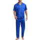 thumbnail image 1 of INSPIRAR CHIC Conjunto de Pijamas de Satén para Hombre de Manga Corta con Botones y Pantalones Cortos de Sueño 2 Piezas XL Azul, 1 of 1