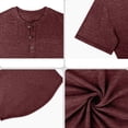 thumbnail image 5 of longantii Mens Henley Shirt Casual Button Henley Short Sleeve T-Shirts Comfortable Plain Cotton Blouses 2026 Summer New Basic Tee Shirt Wine XL, 5 of 6
