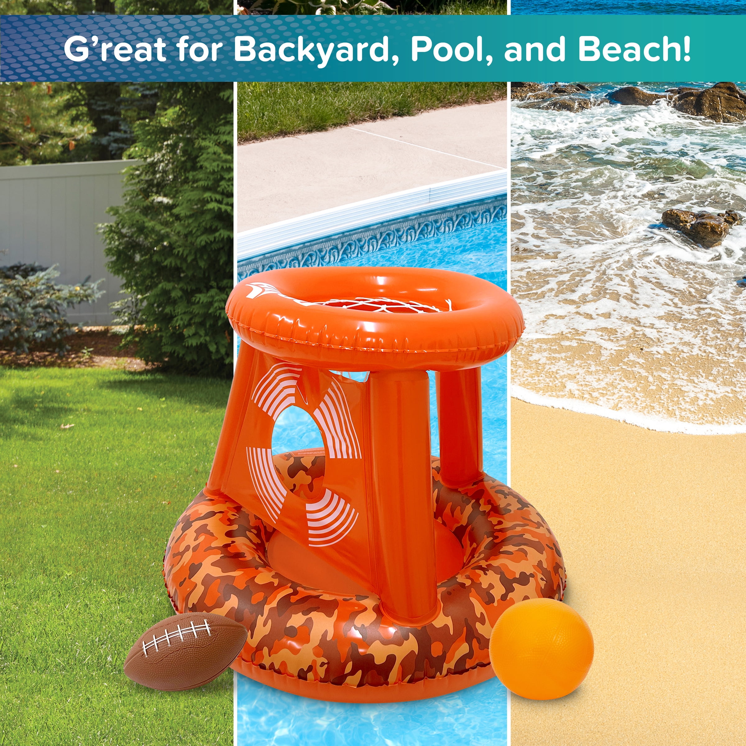 Aqua Leisure Dunk & Pass Inflatable Hoop and Football Toss Pool Toy