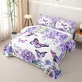 thumbnail image 3 of Homewish Purple Butterfly Twin Quilt Set For Girls,Hydrangea Flower Twin Coverlet Set,2pcs, 3 of 7