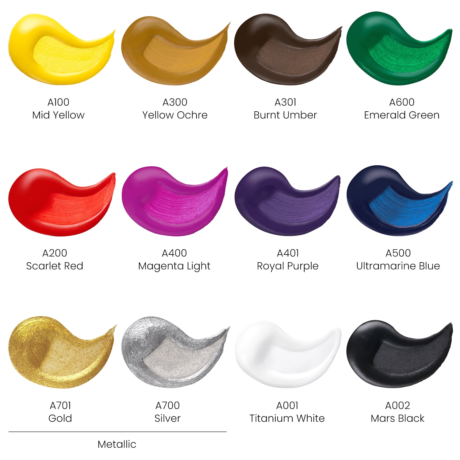Arteza Leather Fabric Paint Set with Brush, 30ml Bottles, Assorted Colors - 12 Pack (ARTZ-3957)