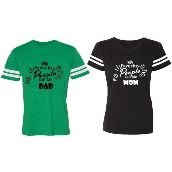 My Favorite People Call Me Dad Mom Matching Couple Cotton Jerseys (Men Green / Women Black) (Men S / Women S)