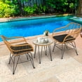 thumbnail image 4 of Gymax 3PCS Rattan Patio Bistro Set Conversation Furniture Set w/ Black Cushions, 4 of 9