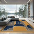 thumbnail image 2 of ODIKA 8'x10' Ultra-Soft Area Rug, Navy Mustard Geometric Art Bold Abstract Shapes with Accents Washable, Bare feet friendly, Silk-Touch for Bedroom, Under Sectional, 2 of 7