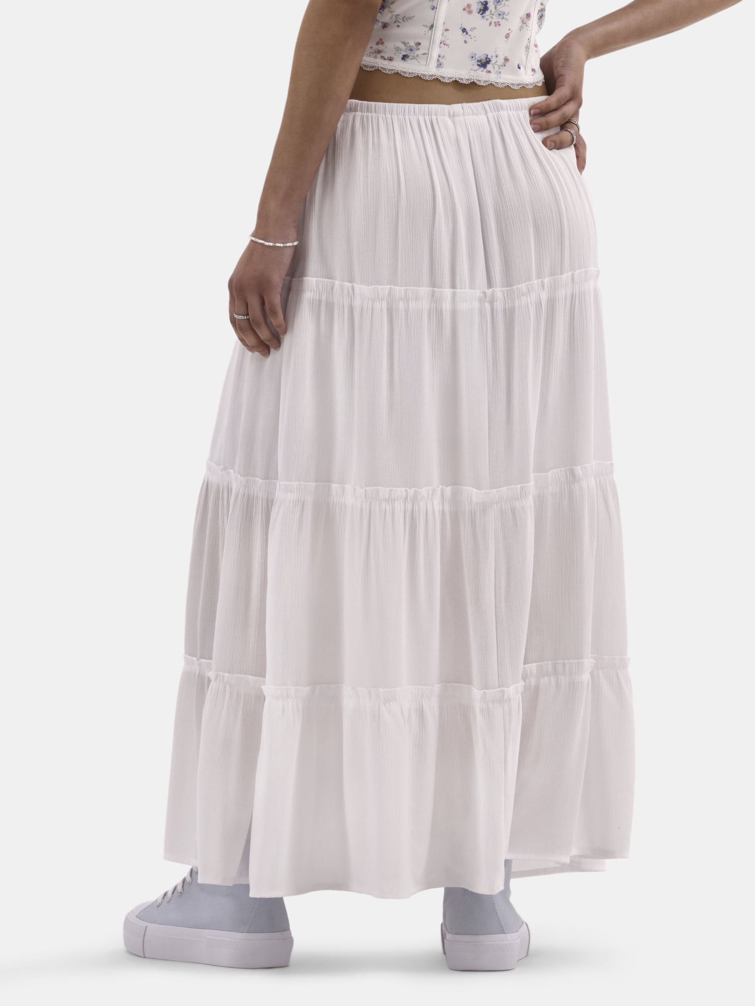 No Boundaries Tiered Maxi Skirt, Women's and Women's Plus