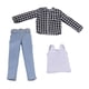 thumbnail image 3 of Ropa para figura masculina a escala 1/12: chaleco, camisa y vaqueros. Accesorios: disfraz clásico para hombre. cuadrícula blanca y negra, 3 of 9