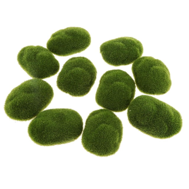 10 piezas de hierba micro paisaje pnta bloque de simución piedra flocado artesanía artesanía decoración de perfecl Piedra de musgo de simulación
