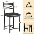 thumbnail image 2 of Yeshouse juego de 2 taburetes de bar de 66 cm, asiento tapizado en cuero sintético, estructura metálica, respaldo en X y reposapiés, ideales para cocina y bar, 2 of 6