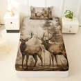 thumbnail image 3 of Castle Fairy Rustic Jungle Elk Twin Sheets 3pcs,Smooky Mountain Woodland Bedding,Taupe Brown Cream,1 Fitted Sheet, 1 Flat Sheet and 1 Pillowcase, 3 of 6