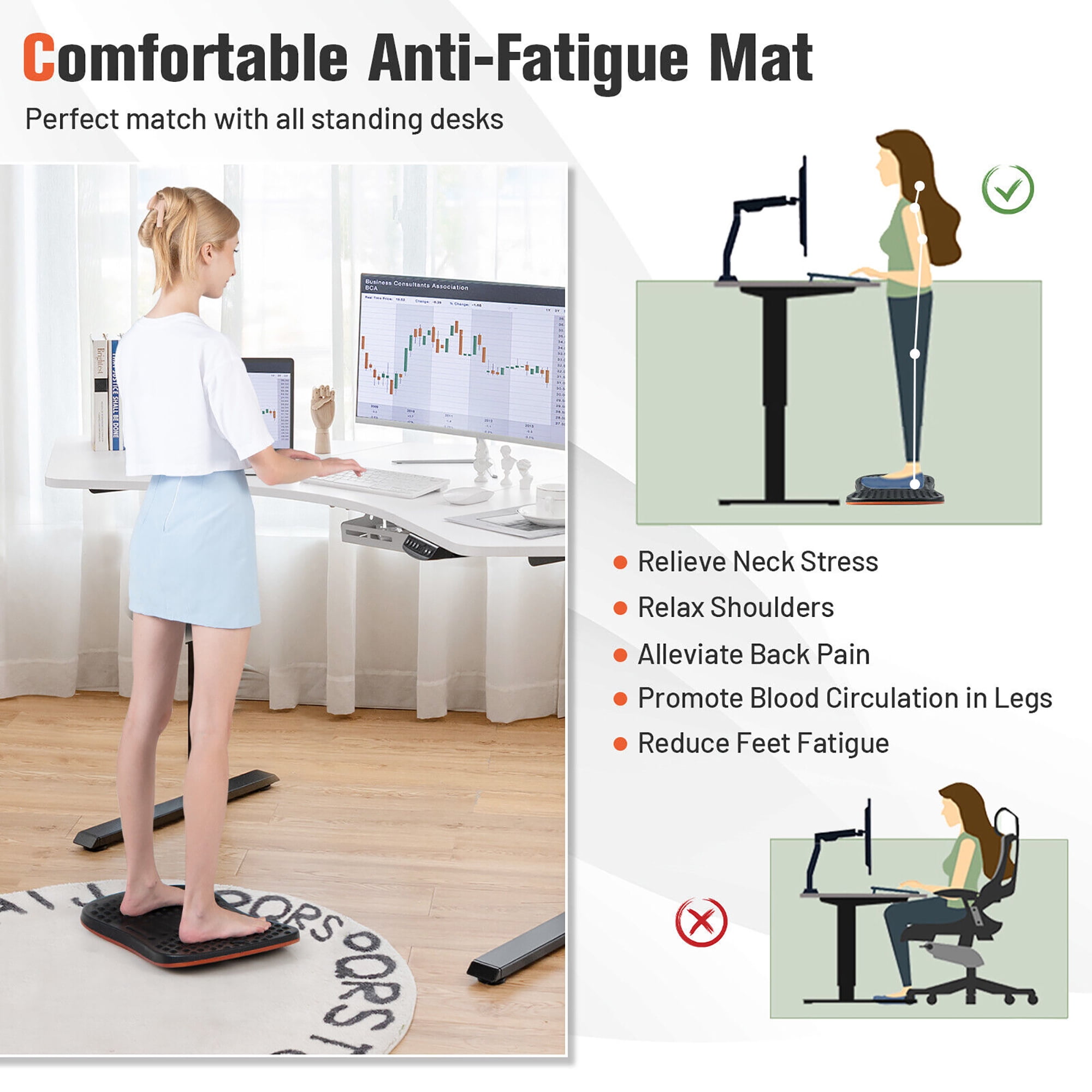  GYMAX Anti Fatigue Mat, Standing Desk Mat with Massage Points  and 360° Roller Ball, Non-Slip Kitchen Comfort Mat, Ergonomic Cushioned  Floor Mat for Standing Desk, Office, Home : Office Products