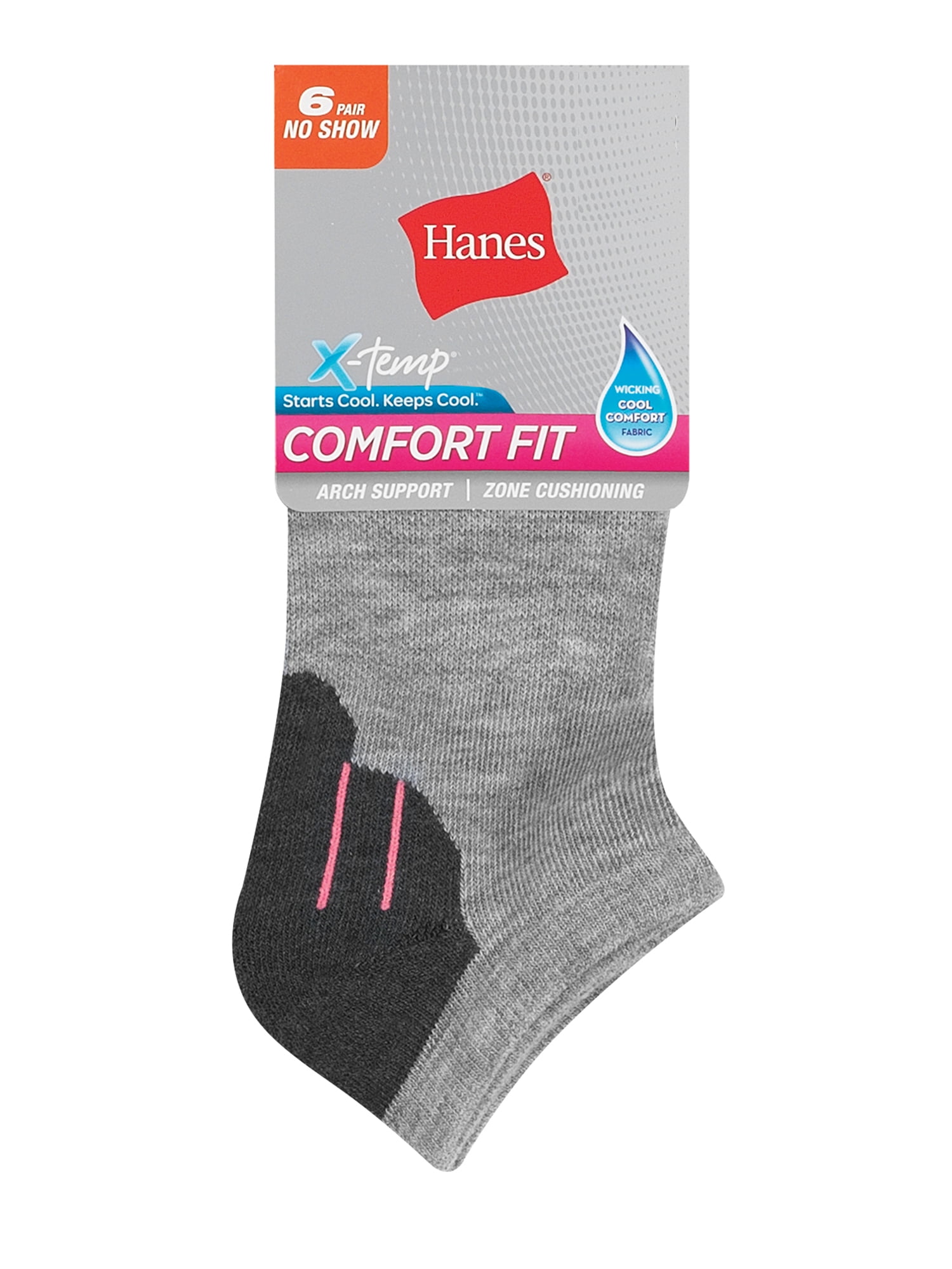 Hanes Women's Comfort Fit No Show Socks, 6 Pack - Walmart.com