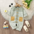 thumbnail image 3 of Baby Girl Boy Knit Sweater Romper Round Neck Long Sleeve Romper Jumpsuit Cute Cotton Baby Clothes Fall Winter Clothes for Boys And Girls 12-18 Months, 3 of 9