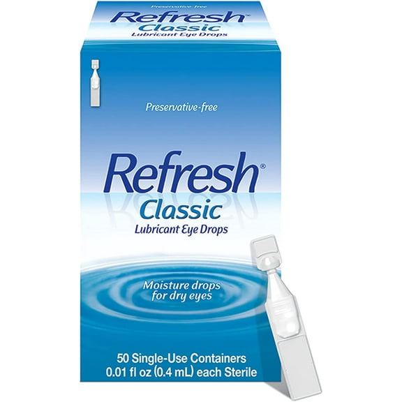 Refresh Classic Lubricant Moisturizing Eye Drops, Preservative Free, 0.01 oz, 50 Ct, 5 Pack