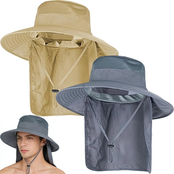 Sun Hats for Men Women Fishing Hat UPF 50  Breathable Wide Brim Bucket Hats Summer UV Protection Safari Hat with Neck Flap
