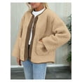 thumbnail image 4 of Women'S Winter Coats Long Sleeve Button Up Fuzzy Fleece Jackets Outerwear Fall Fashion Clothes Khaki S, 4 of 9