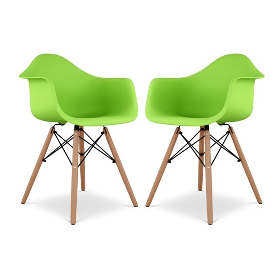 Modholic Eiffel Armchair With Wood Legs, Green (Set Of 2)